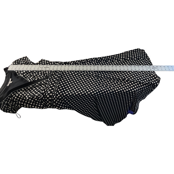 Sandra Darren Women's Dress Size 10 Black White Polka Dot Wrap Style Cap Sleeve - Picture 7 of 9